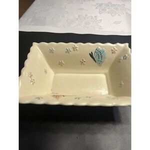 Vintage 1956 Hull Pottery Butterfly Flowers Planter Teal Blue